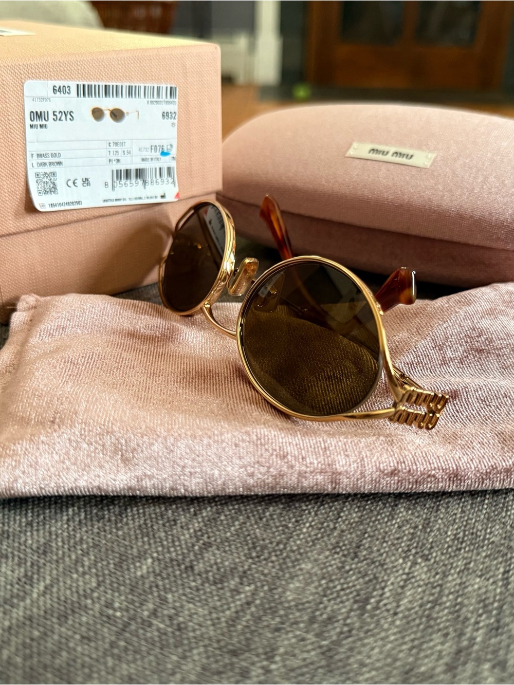 Miu Miu Gold and Black Sunglasses - Picture 3 of 5